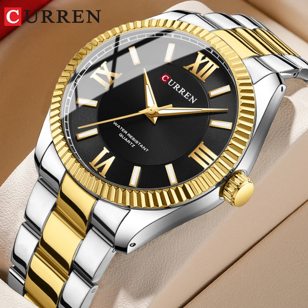 CURREN Simple Thin Wristwatches with Round Dial Casual Stainless Steel Band Fashion Brand Men\'s Quartz Watch Waterproof