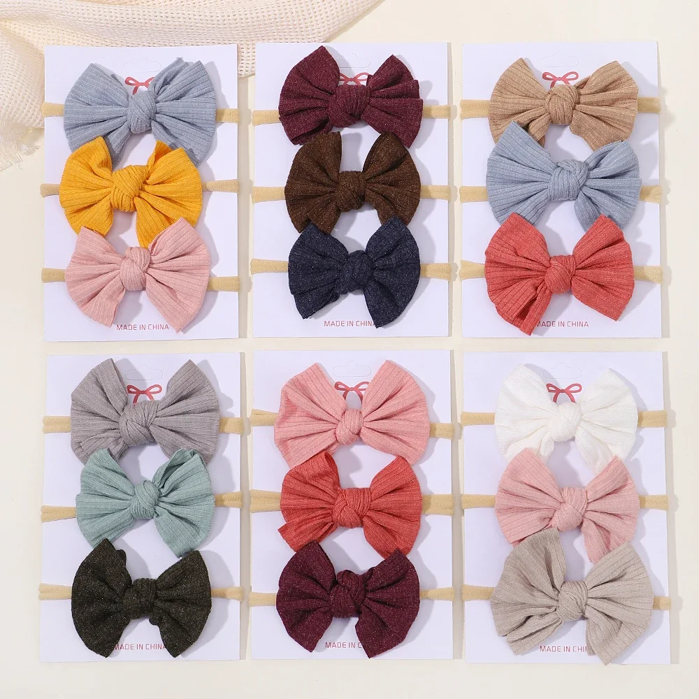 3/4Pcs/Set Soft Print Bows Headband for Kids Girls Newborn Baby Headband Nylon Elastic Hair Band Headwear Hair Accessories Gift