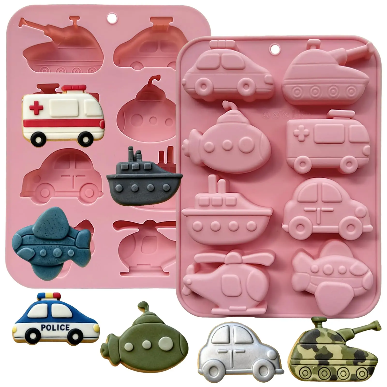 2-Pack Car Silicone Candy Molds, Vehicle Mold Transportation Chocolate Molds Cute Jello Mold For Ice Cube Soap Candle Making