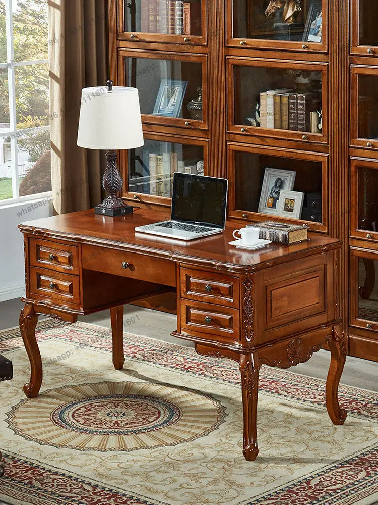 American rural European solid wood computer table calligraphy table
