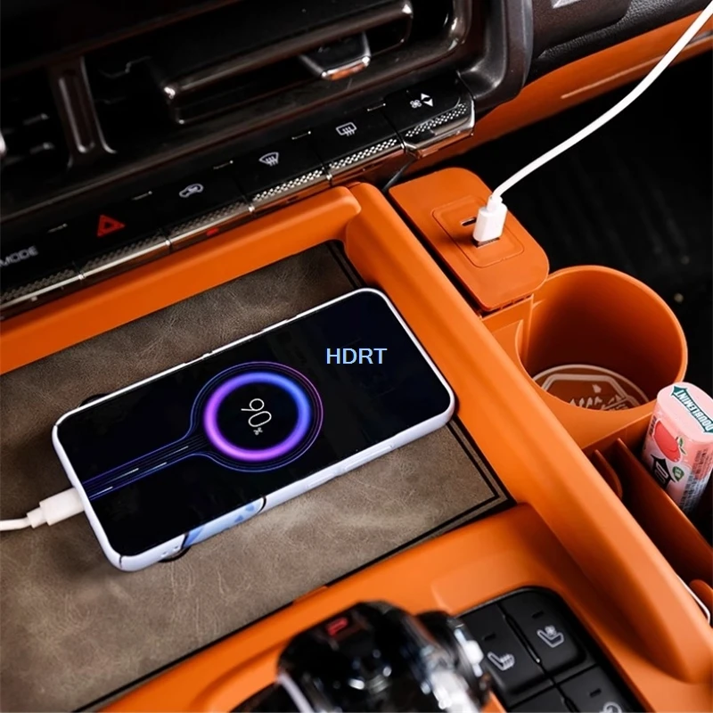 سيارة نمط التحكم المركزي مسند الذراع مقعد الفجوة صندوق تخزين كوب ماء غطاء حامي اكسسوارات الديكور ل GWM Haval H9 2024 + #4