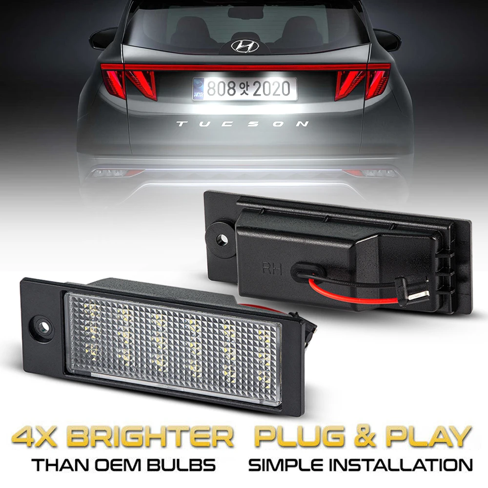 

2Pcs LED Number License Plate Light For Hyundai Tucson LM IX35 2015-2018 For Kia Forte mk3 Cerato mk4 XCeed OEM# 92501D3100