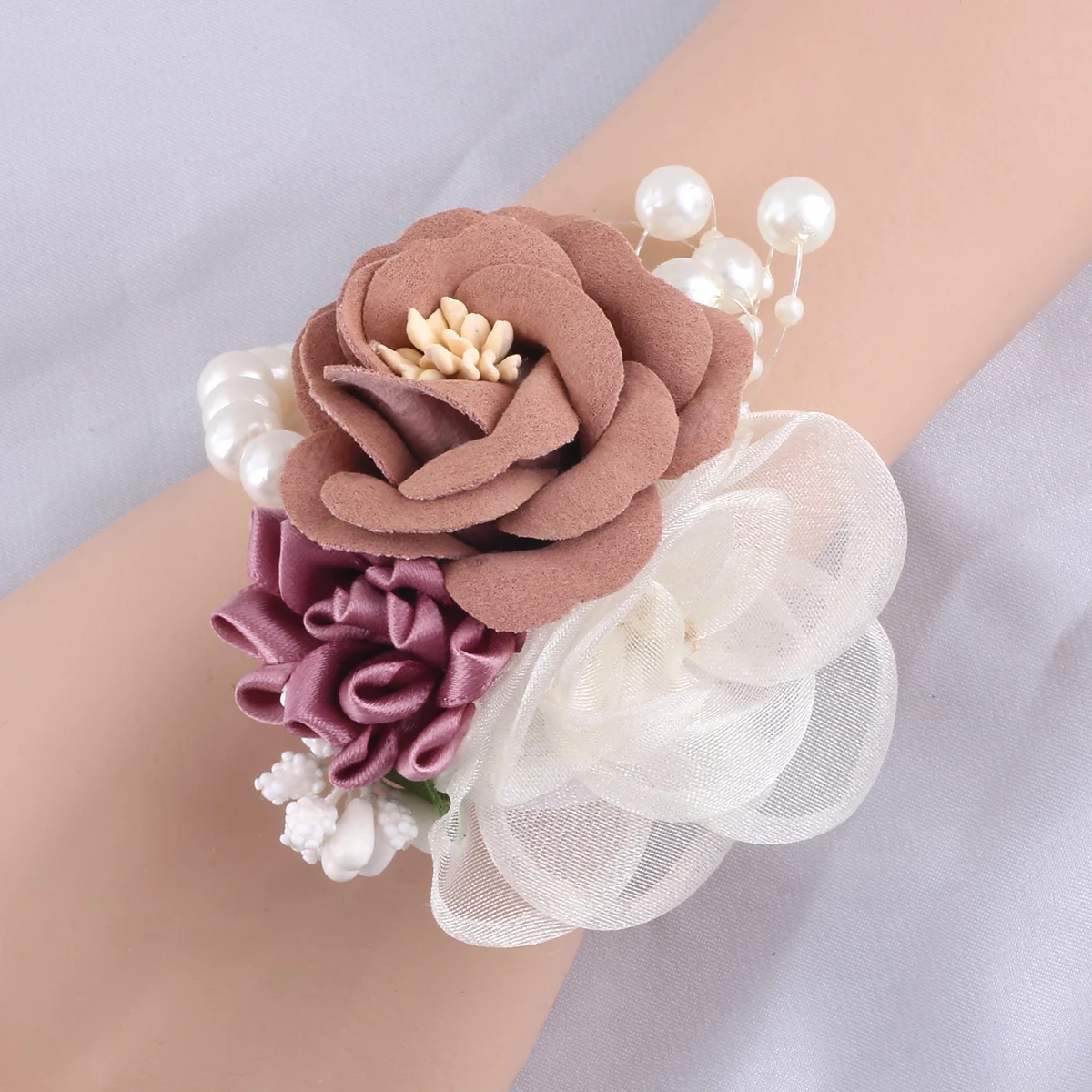 Artificial Bridesmaid Groom Pearl corsage Wrist Flower Sister Hand flower dance Wedding Accessories Gift Accessories XH820C