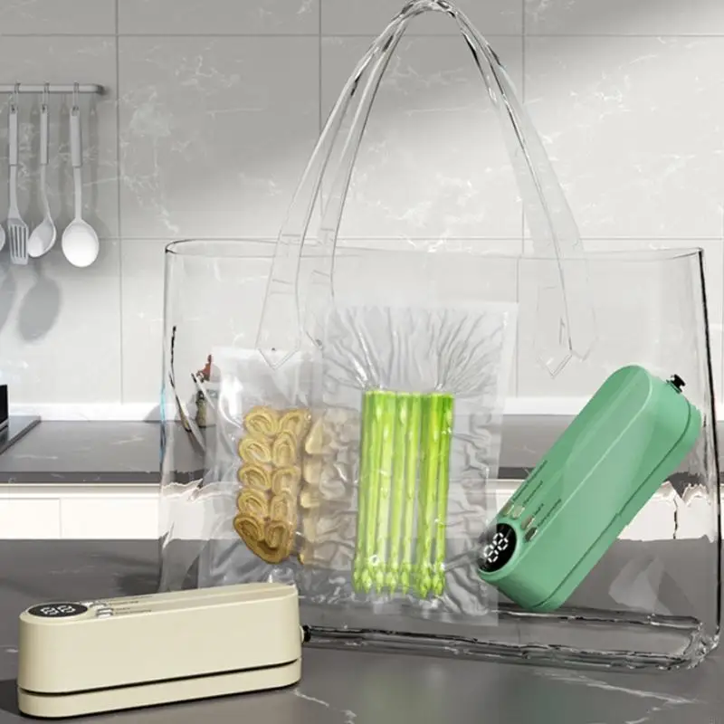 J6PE Compact Automatic Vacuum Sealer Plastic Texture Suitable for Dry and Wet Items Kitchen Use Portable Plastic Texture