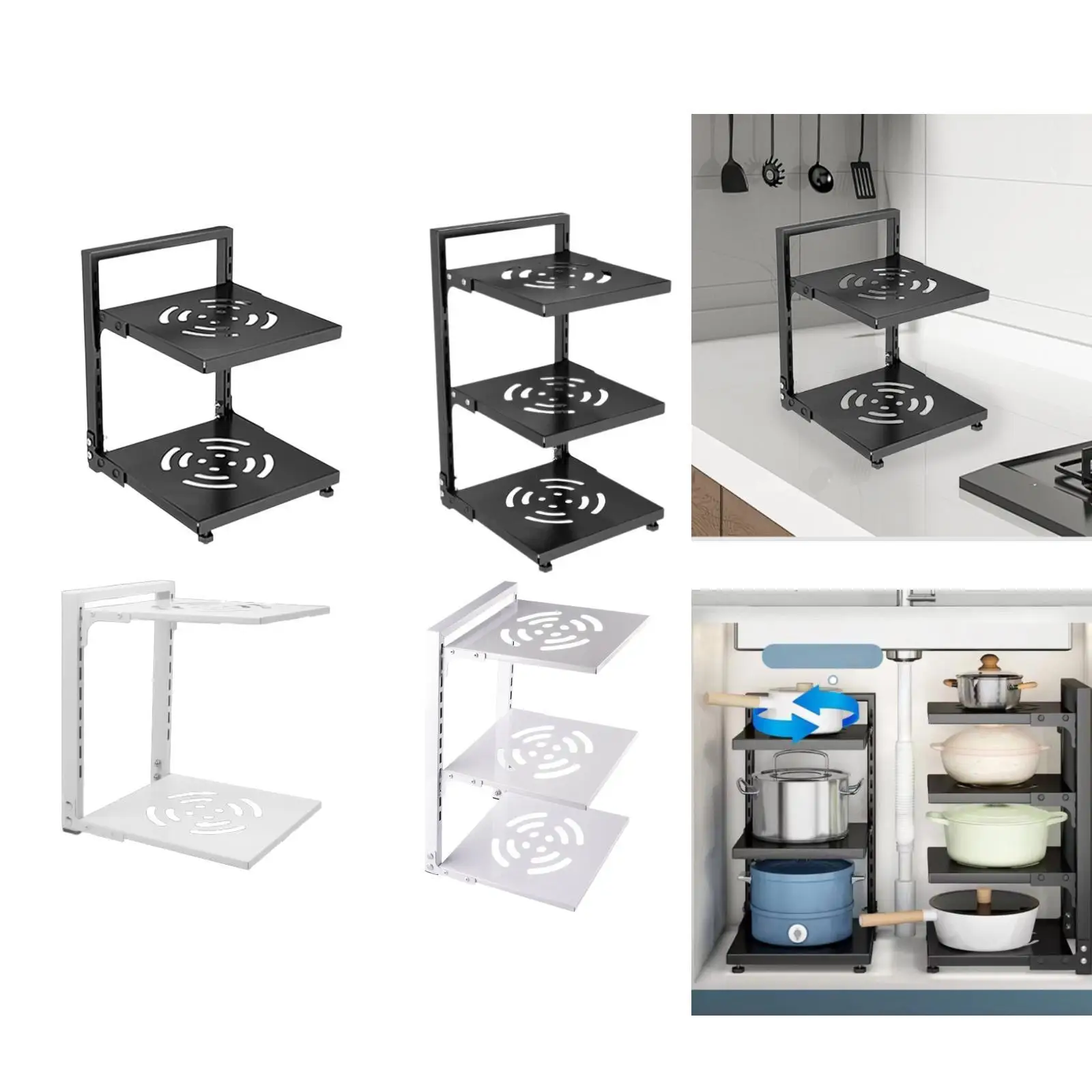 Organizer na garnki i patelnie, organizacja kuchni, metalowy, uniwersalny stojak na patelnie, wielorazowy ociekacz na garnki, uchwyt na patelnie do pod zlewozmywak, do domu.