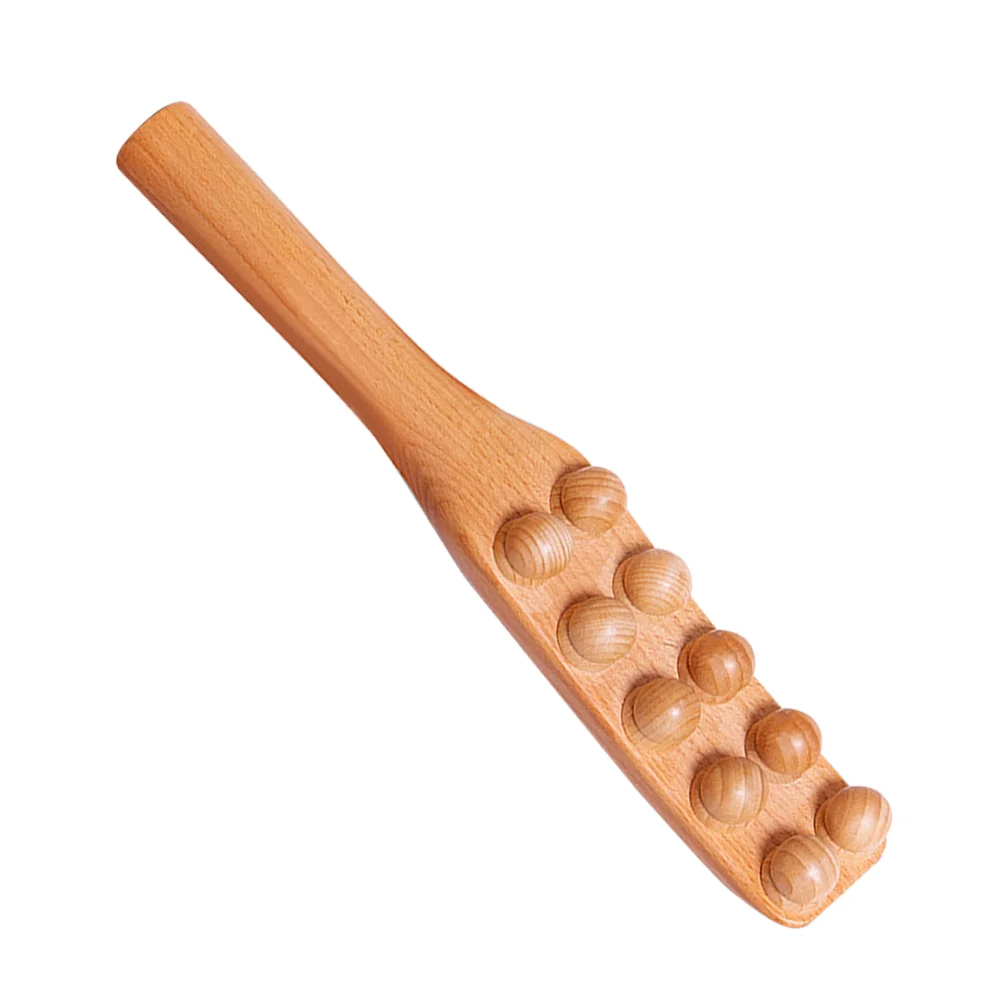 Massage Hammer Cervical Spine Massager Self Tools Beige Wood Muscle Roller