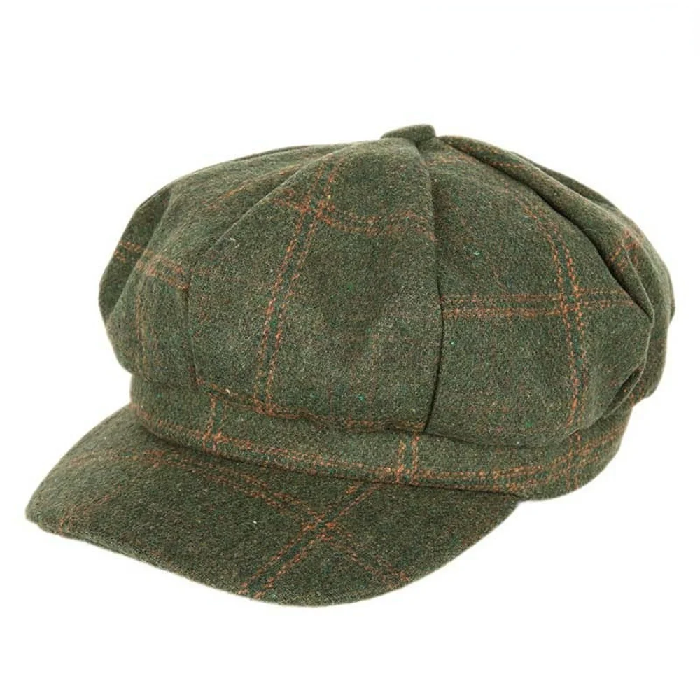 NEWSBOY Cap Woolen Hats for Women Vintage Plaid Tweed Gabby Baker Boy Vintage Female Spring Autumn Eight Piece Female Beret