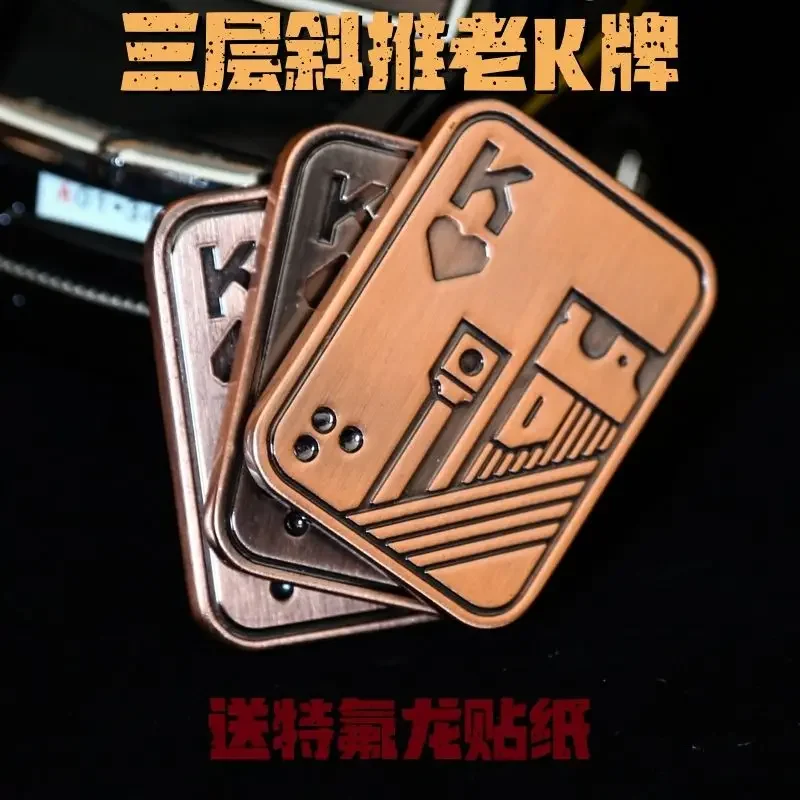 New three-layer fingertip push card metal skull slider decompression toy anti-stress EDC top poker toy magnetic toy adult gift