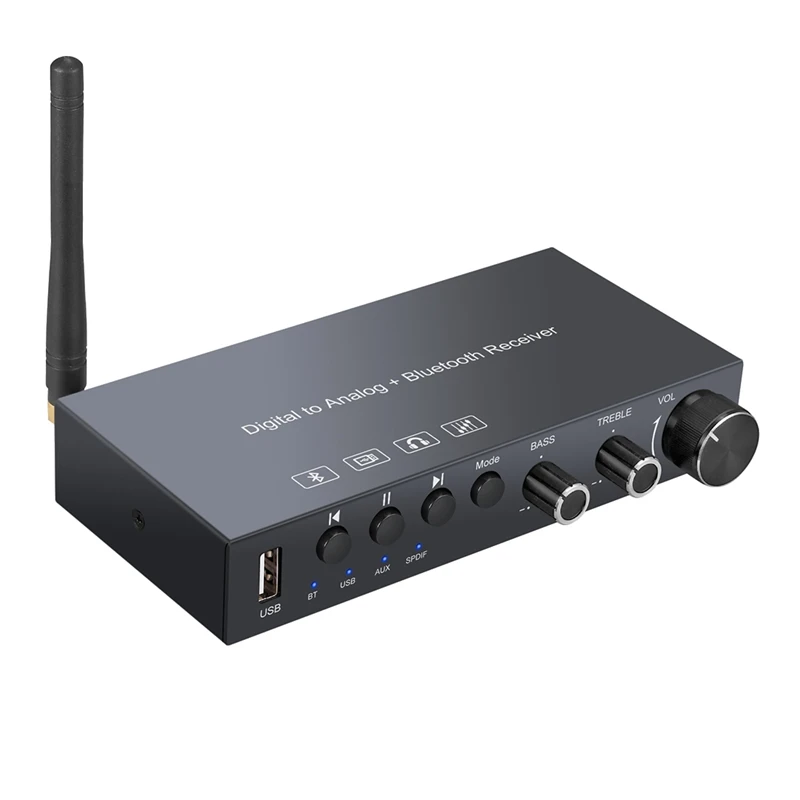 

192Khz Bluetooth Digital To Analog Converter Headphone Amplifier DAC Digital Toslink USB AUX To RCA 3.5Mm Jack