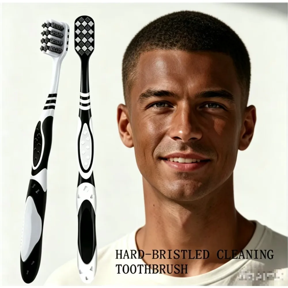 10Pcs Hard Bristle Toothbrush Set Medium Hard Deep Clean Oral Care for Adults Removes Smoke Tea Stain Plaque Daily Household Use