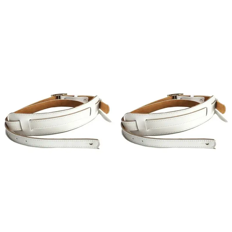 

ABVH-2X прочная кожаная и металлическая пряжка ремень для электрогитары ремень наплечная накладка регулируемые винтажные гитарные ремни-белый цвет