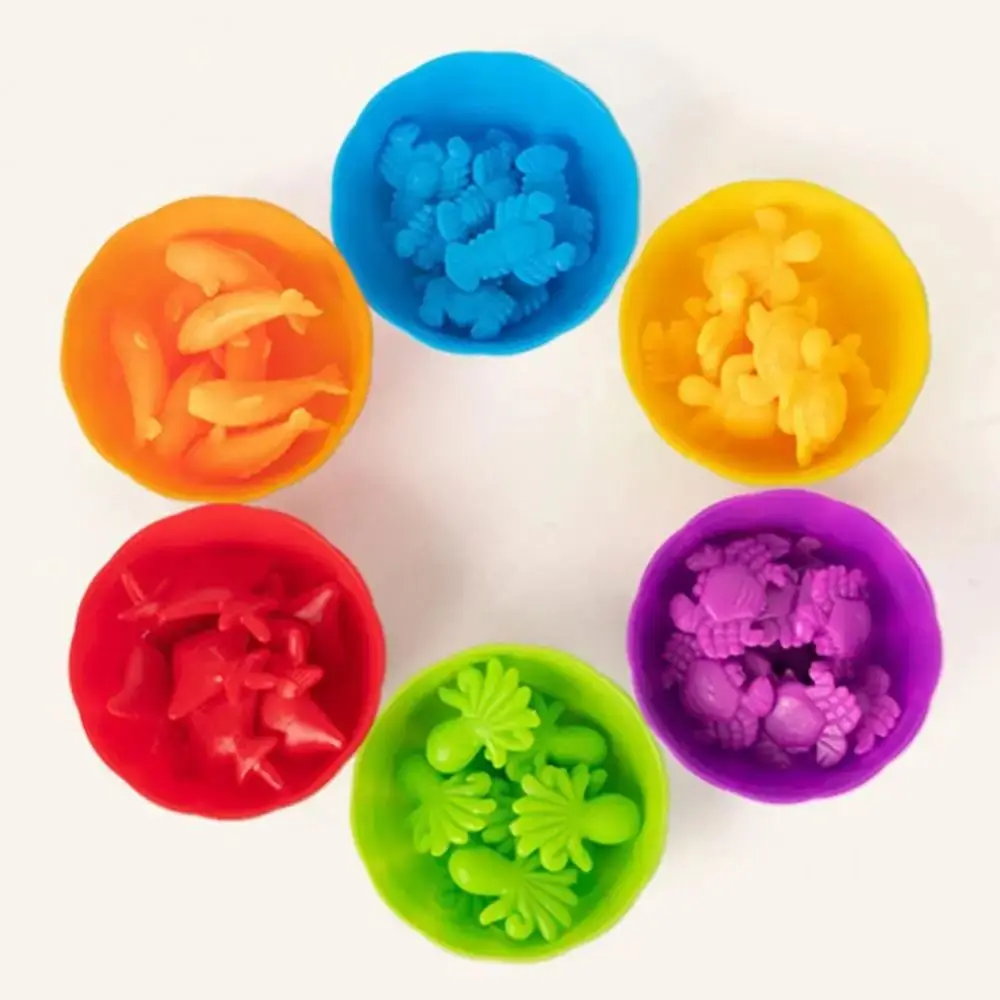 プラスチック選別ゲーム 動物パズル カウント モンテッソーリ 恐竜 カラーマッチングゲーム レインボーボウル付き 早期教育