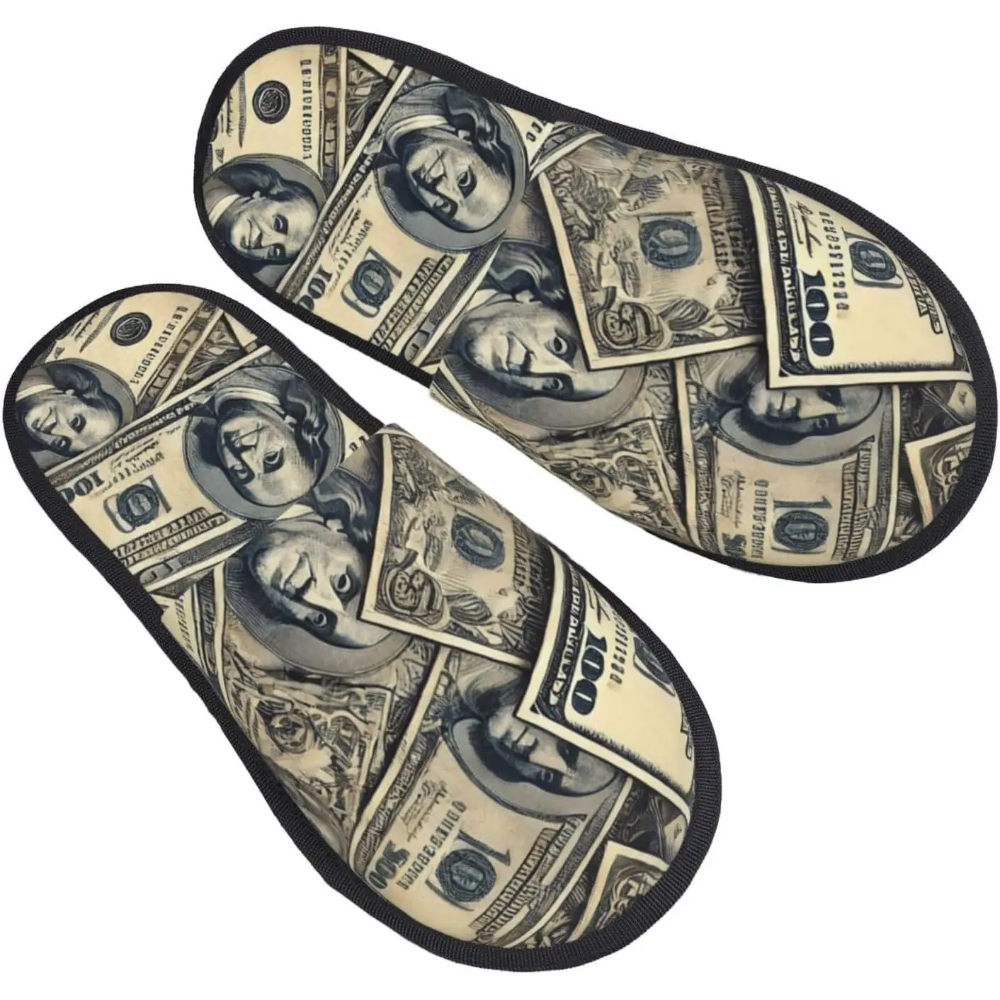 

Unisex Indoor Slip-On Furry Slipper Dollars-Money-Cash Womens House Cozy Slippers With Anti-Skid Eva Sole Medium