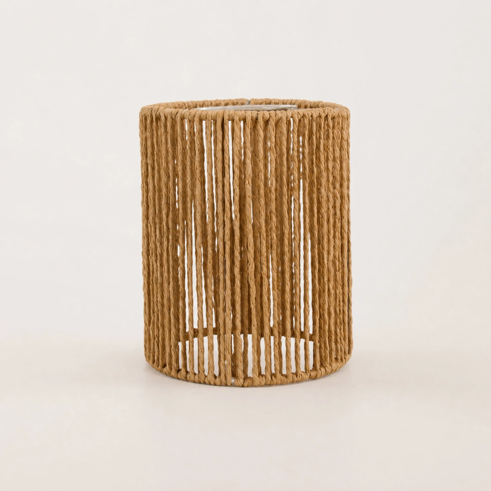 Cylindrical Hanging Lampshade with Open Slatted Design Warm Textured Light Shade Rattan Pendant Replacement Shade Boho