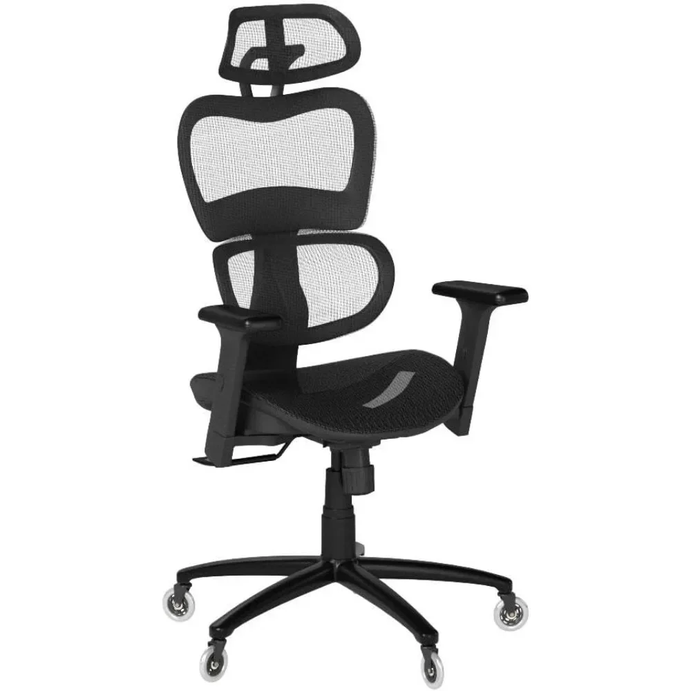 Silla de oficina ergonómica 3D, asiento de malla con soporte Lumbar, 4D reposabrazos ajustable, reposacabezas ajustable y ruedas