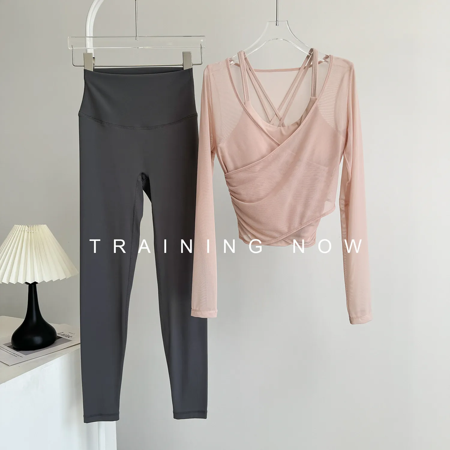 Fitness cycling pants set for women in autumn and winter new style with chest pad long-sleeved quick-drying tops high-end