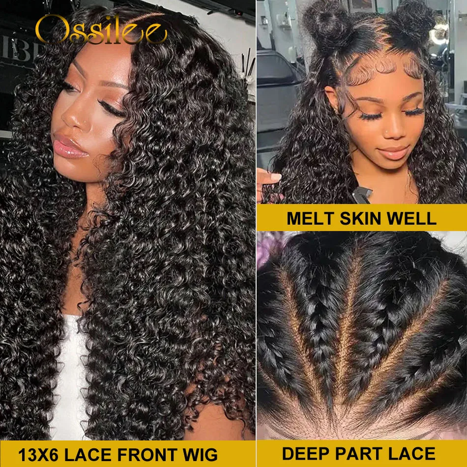 HDโปร่งใสลูกไม้ด้านหน้าผมมนุษย์Wigs Deep Waveวิกผม 4X4 ปิดลูกไม้วิกผมRemy Curlyวิกผมผมมนุษย์ 13X4 13X6 วิกผมด้านหน้า