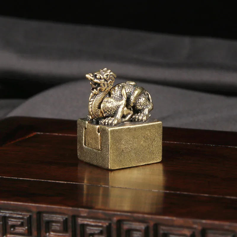 Brass Treasure Monkey Seal Desktop Ornament Antique Miscellaneous Study Use Seal Crafts Ornament Bronze Ware