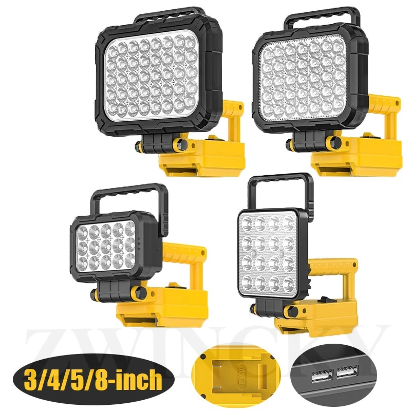 

Портативный светодиодный рабочий фонарь для аккумуляторов Dewalt 18В с USB-портом, 3/4/5/8 дюймов, прожектор, беспроводной уличный инструментарий, лампа