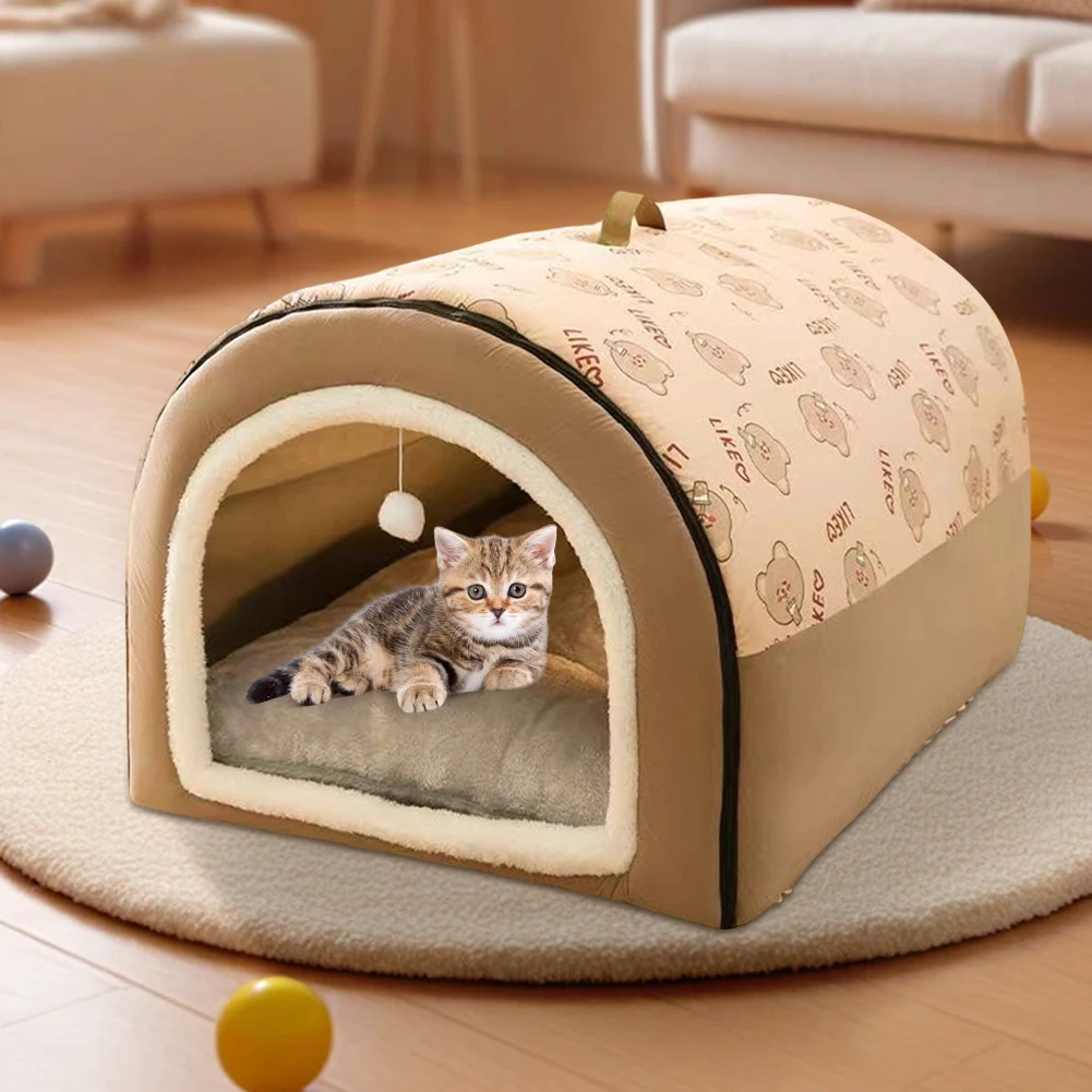 Dogs Bed Nest Detachable Plush Cotton Puppy Shelter Washable Large Dog Bed House Comfortable Cat House Nest for Medium Dogs Cats