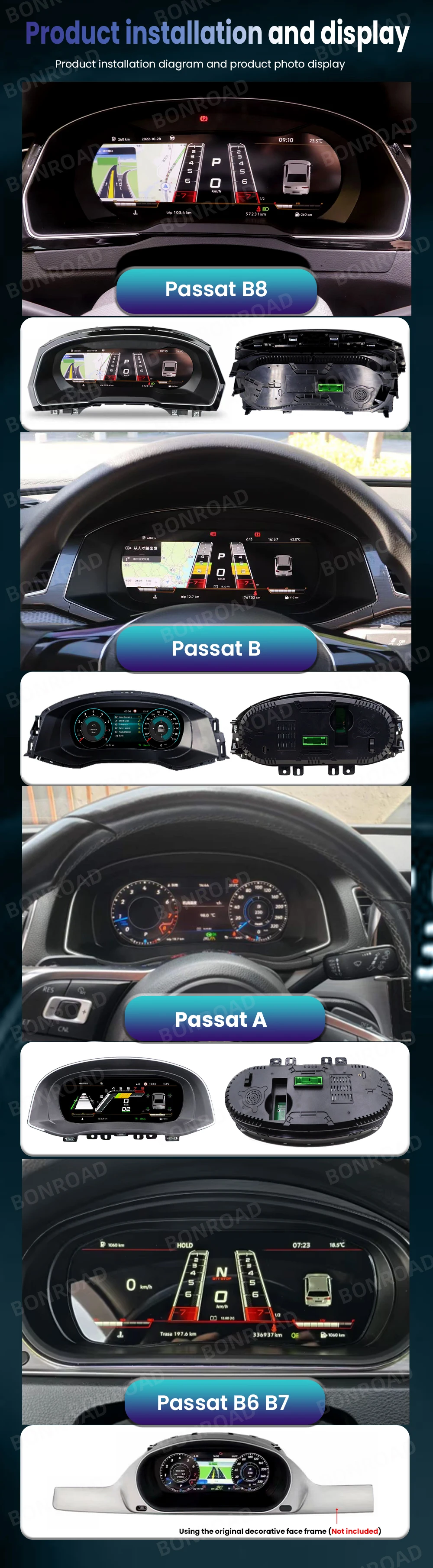 Digitales Armaturenbrett-Cluster, kabellos, CarPlay, Android Auto für ​ ​ Volkswagen VW Passat B6 B8 B7 CC Magotan Instrument Panel Cockpit – Detail 11