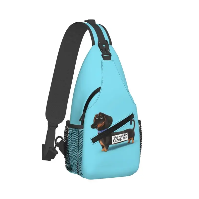 Custom Dachshund Sling Chest Bag Custom Sausage Badger Wiener Dog Shoulder Crossbody Backpack for Men Traveling Daypack