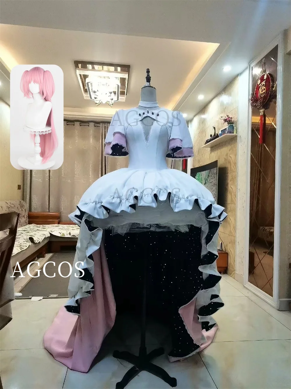 AGCOS Customized Kaname Madoka Cosplay Puella Magi Madoka Magica Ultimate Cosplay Costume Christmas Sets Wig Dress Cosplay