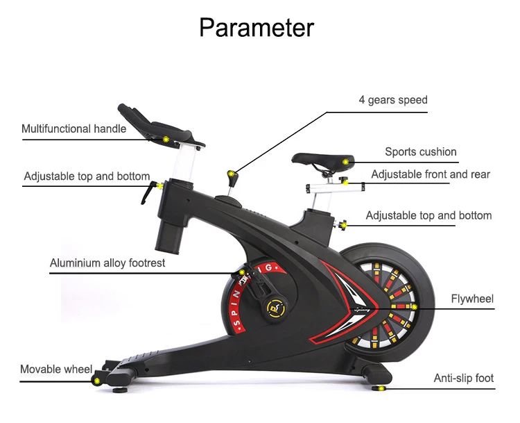 Equipo de fitness para interiores, bicicleta giratoria con control magnético, bicicleta cardio comercial silenciosa, bicicleta estática