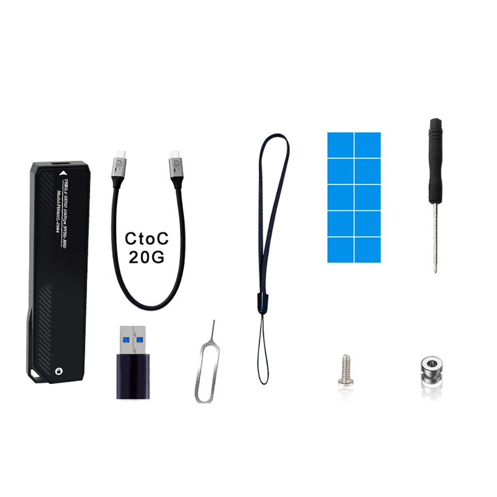 

HDD Enclosure Case M.2 to Type-C External Solid State for NVMe M Key 2230 2242 2260 2280 SSD Adapter Plate USB3.2 GEN2 20Gbps