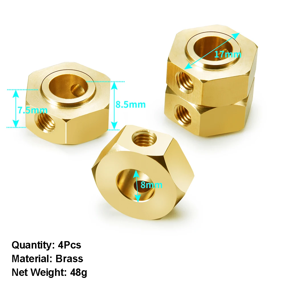 AXSPEED 4Pcs Wheel Hex Adapters Extended Adapter Widened +10/20mm for 1/6 RC Crawler Car Axial SCX6 Upgrade Parts