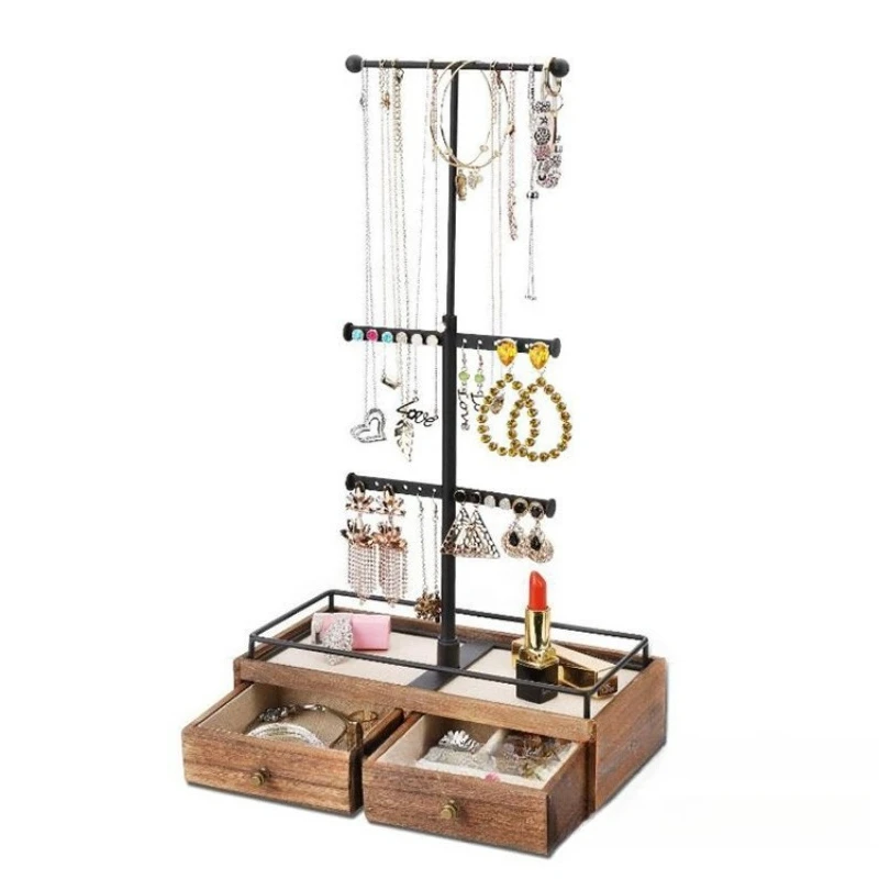Metal jewelry display stand, multi-layer necklace bracelet storage, artistic style