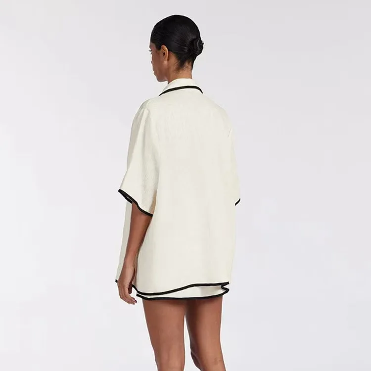 

Цветной комплект с топом и юбкой на шнуровке, женский летний повседневный облегающий комплект Faion Dr, ort Sve с небольшим воротником