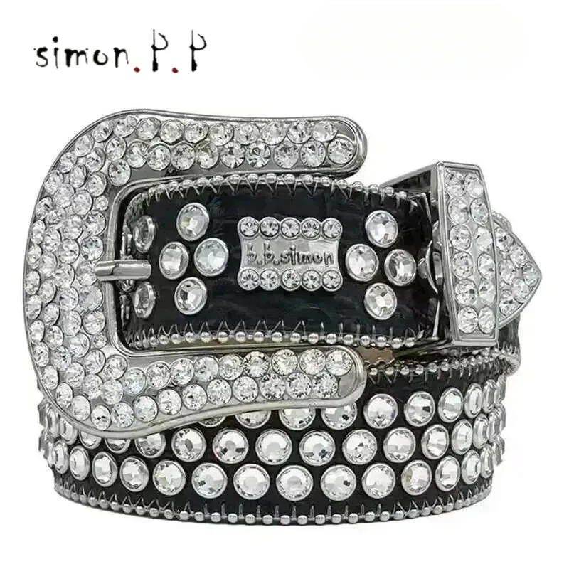 Designer Belt Bb Belts Fashion Luxury Mens Belt and Lady Belt Leather Belts Decorated with Colorful Diamonds Chain 3.8cm