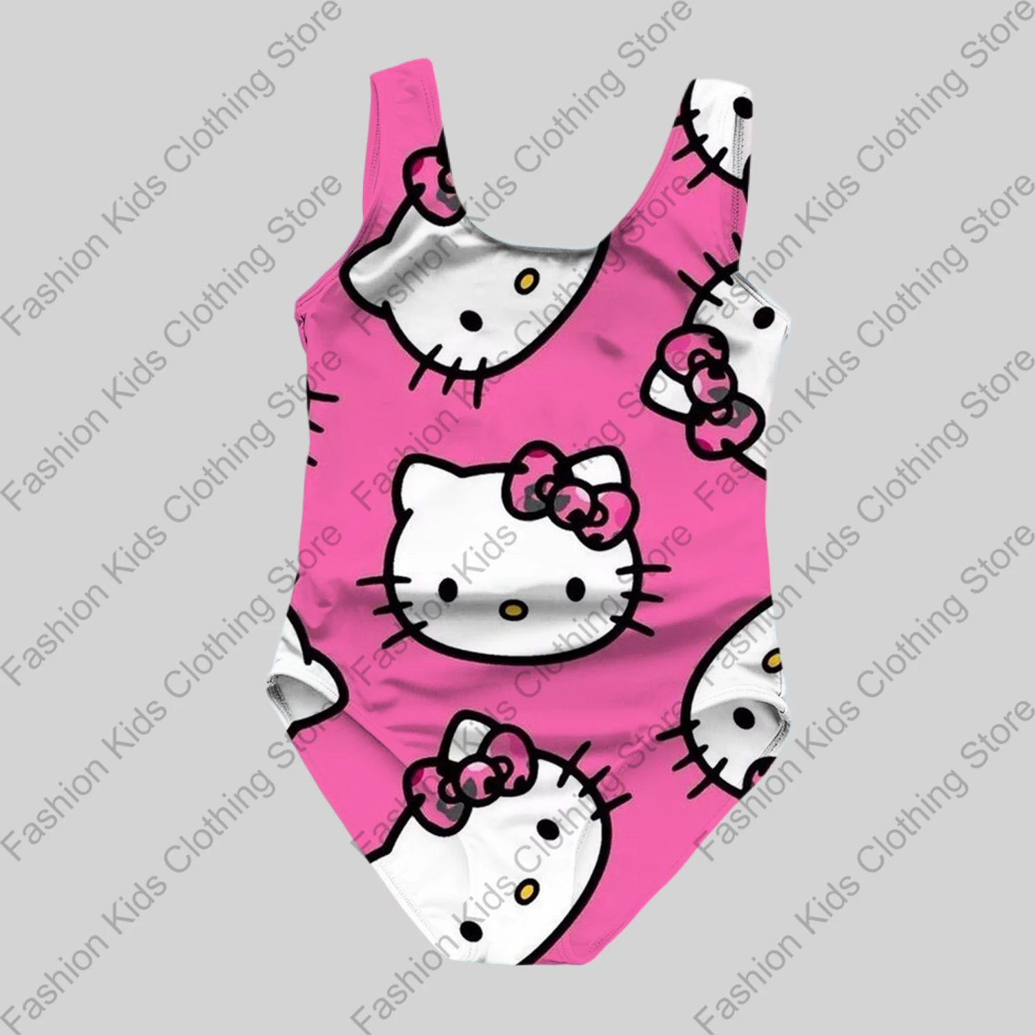 MINISO Girls Summer One-Piece Swimsuit Fashion Cartoon Cute Hello Kitty & Friends Print Women Swimwear Sleeveless Swim Clothing