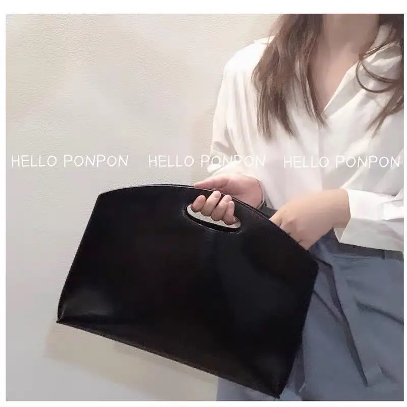 Niche 13-inch laptop bag female, temperament thin hand carry briefcase PU leather light luxury texture
