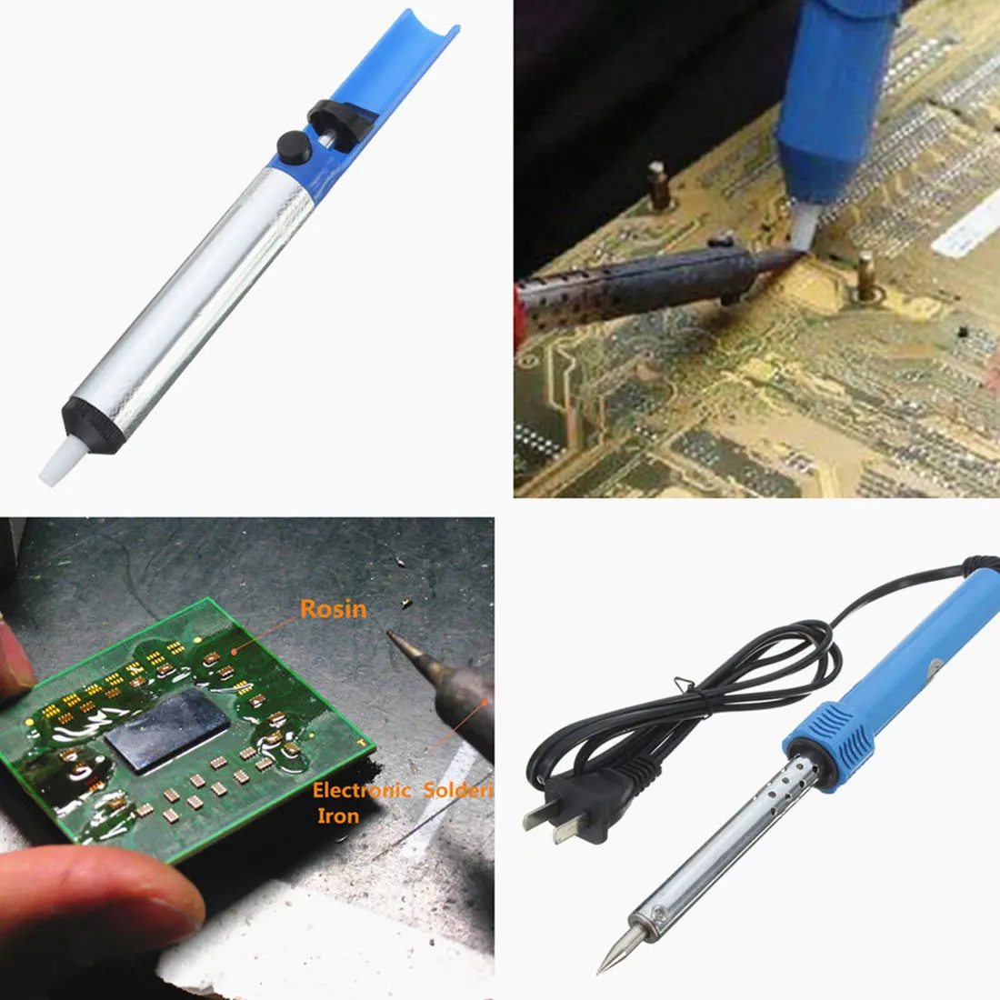 9 In 1 110V 30W DIY Electric Solder Starter Tool Kit Set Iron Stand Desolder Pump with US Plug Electric Soldering Irons