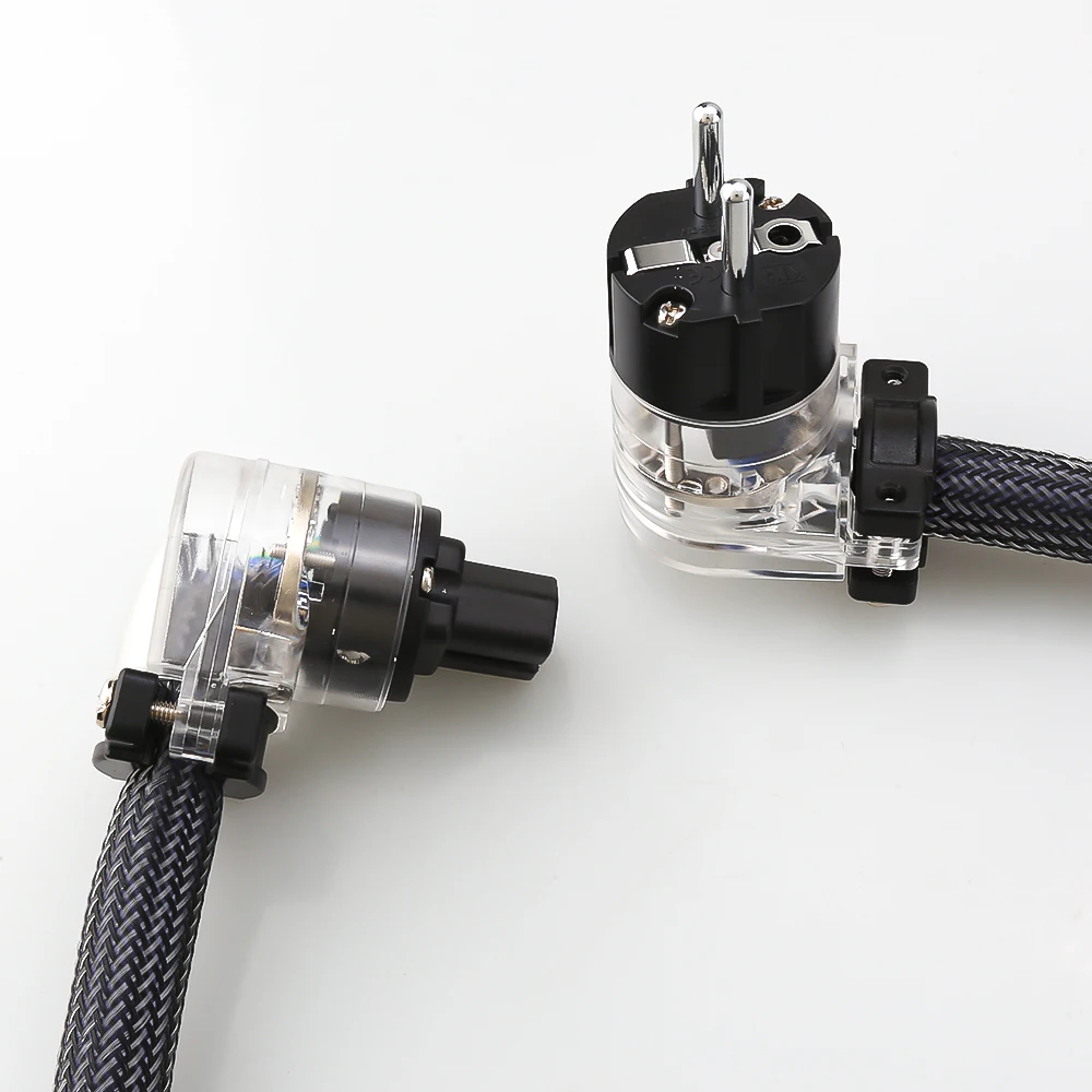 Hi-End OFC SCHUKO สายไฟฟ้ากระแสสลับ10AWG สายจ่ายไฟ90องศาสายไฟอียู