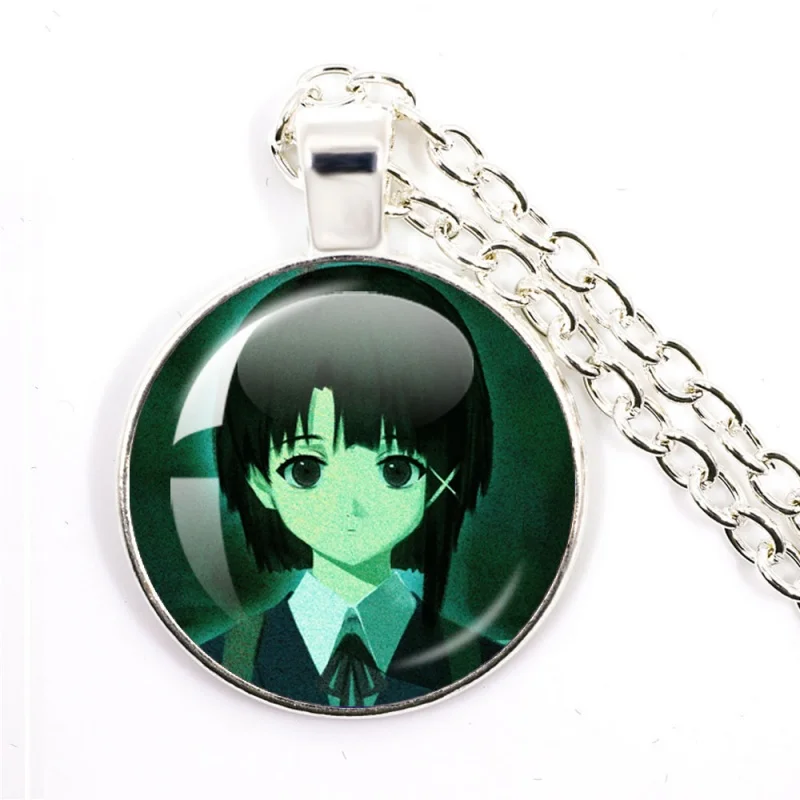 Cute Serial Experiments Lain Glass Round Necklace God of the Wired Lain Iwakura Backpack Accessories Jewelry Cosplay