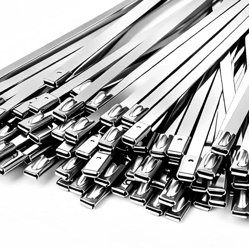100pcs 304 Stainless Steel Metal Zip Ties 4.6mm Self‑locking Heavy Duty Multi‑Purpose Cable Ties Fastener for Electrical Wiring
