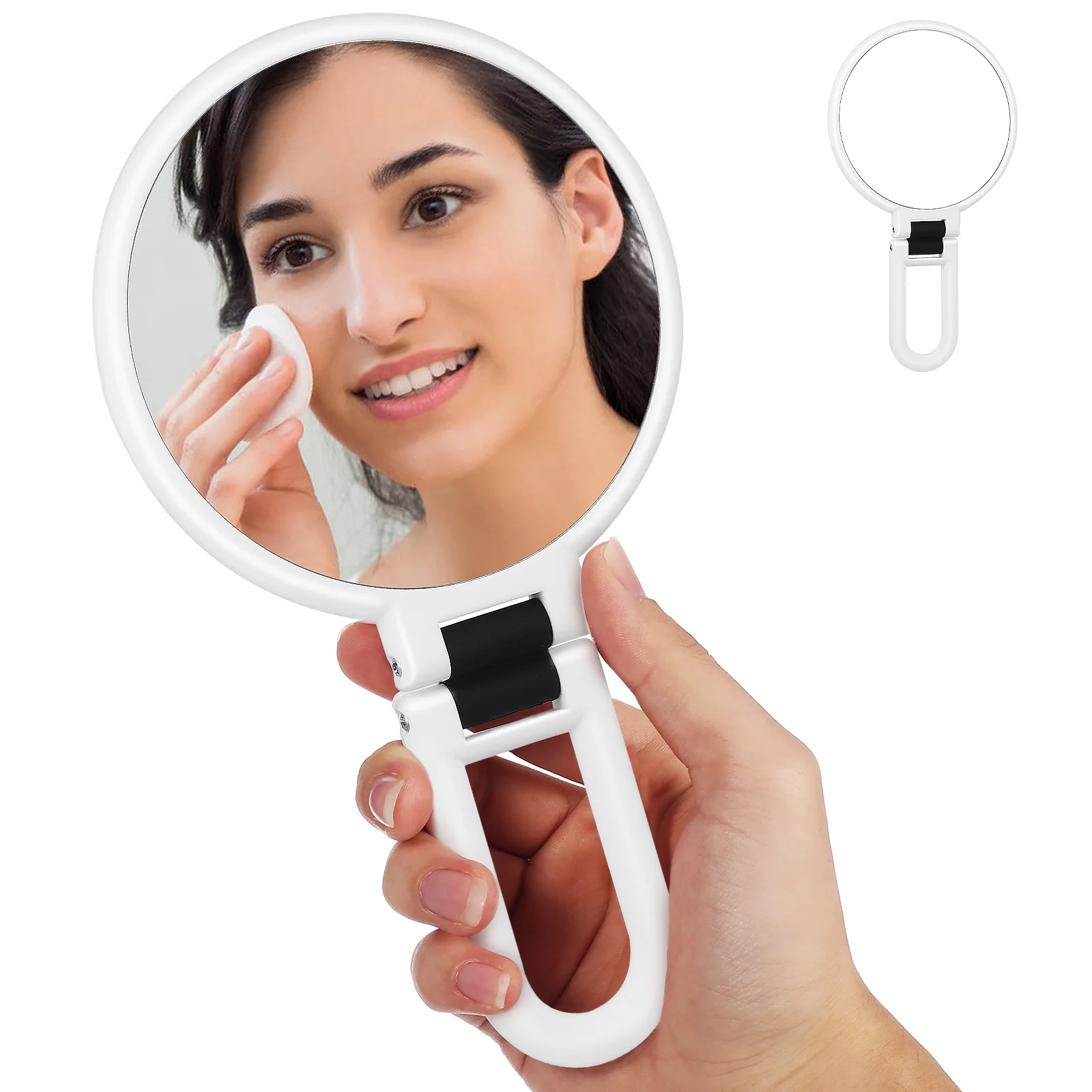 

Handheld Foldable Double Sided Magnifying Makeup Mirror Portable Lightweight Travel Vanity Mirror Clear Reflection