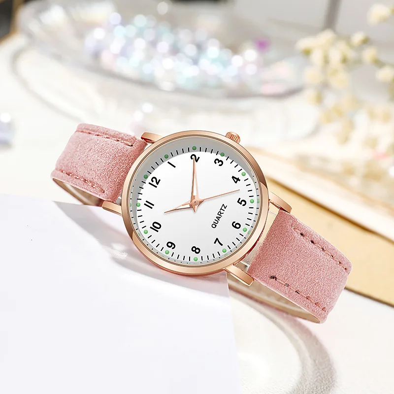 Jam Tangan Pelajar Fashion Baru Jam Tangan Wanita Bercahaya Jam Tangan Gelang Kulit Kecil Wanita untuk Hadiah Anak Perempuan Relogio Feminino
