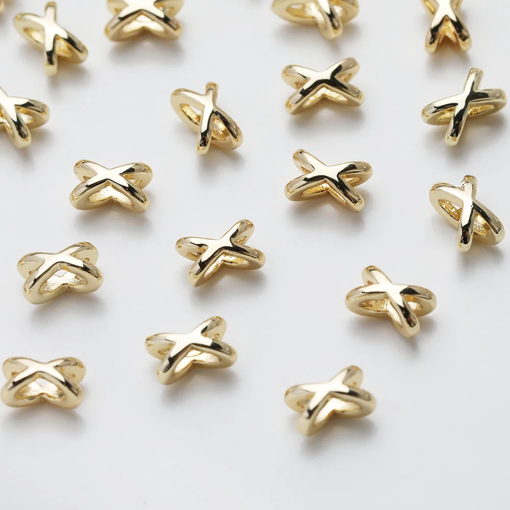 10PCS Brass Beads Spacer for Jewelry Making Bracelet Findings DIY Hand Made Necklace  14k Gold Plated Accessories 5*7.3mm