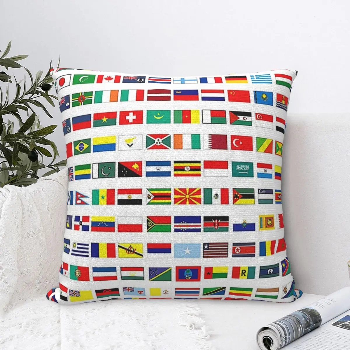 

Flags Of The World Square Pillowcase Polyester Pillow Cover Velvet Cushion Zip Decorative Comfort Throw Pillow For Home Bedroom