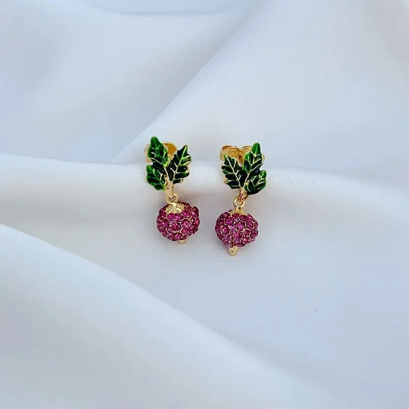 

KS European and American Fashion Trends Versatile Niche Design Zircon Radish Stud Earrings