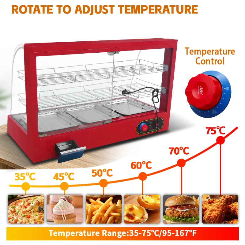 Electric Curved Glass Warming Showcase for Hotel Restaurant Supplies
