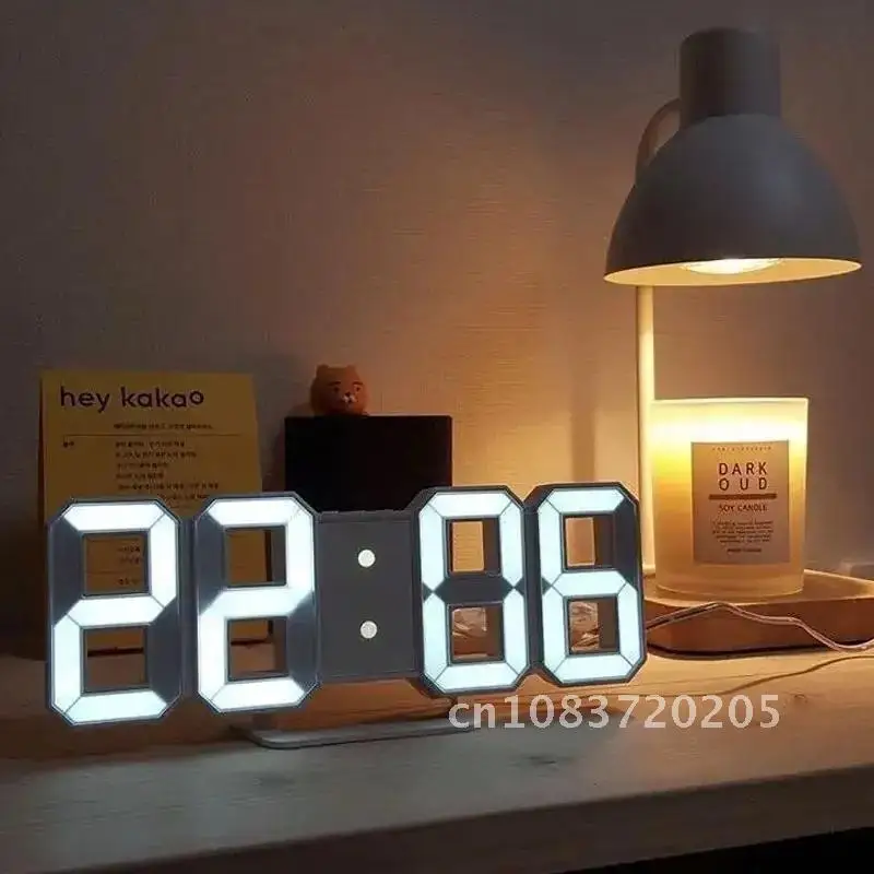 3D LED Digital Clock Wall Deco Glowing Night Mode Adjustable Electronic Table Clock Wall Clock Decoration Living Room LED Clock