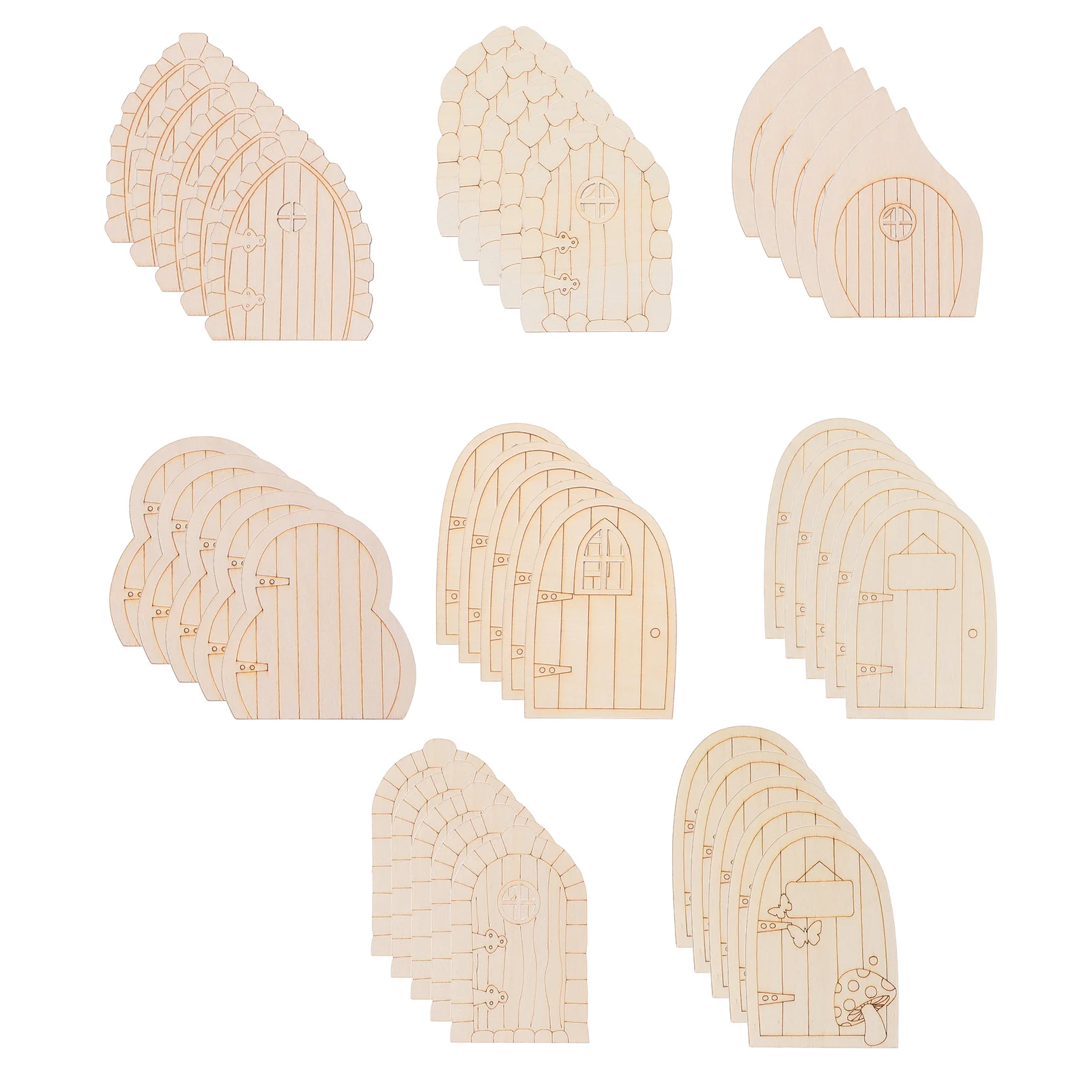 

40Pcs Fairy Door Unfinished Wood Miniature Blank Doors DIY Craft Kit for Outdoor Garden Decoration Fairy Door Statues