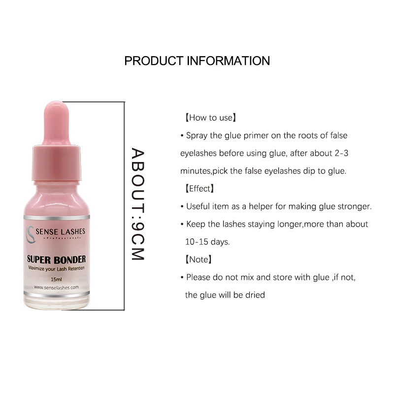 SENSE LASHES 15ml Super Bonder for Lash Extensions Quick Drying Long Last Grafting Eyelash Glue Bonder pestañas