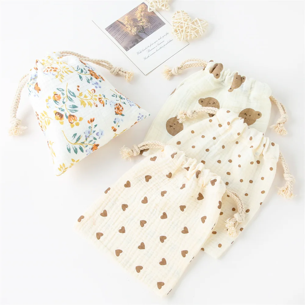 Cotton Muslin Drawstring Bags Small Storage Bag for Party Wedding Storage Home Supplies