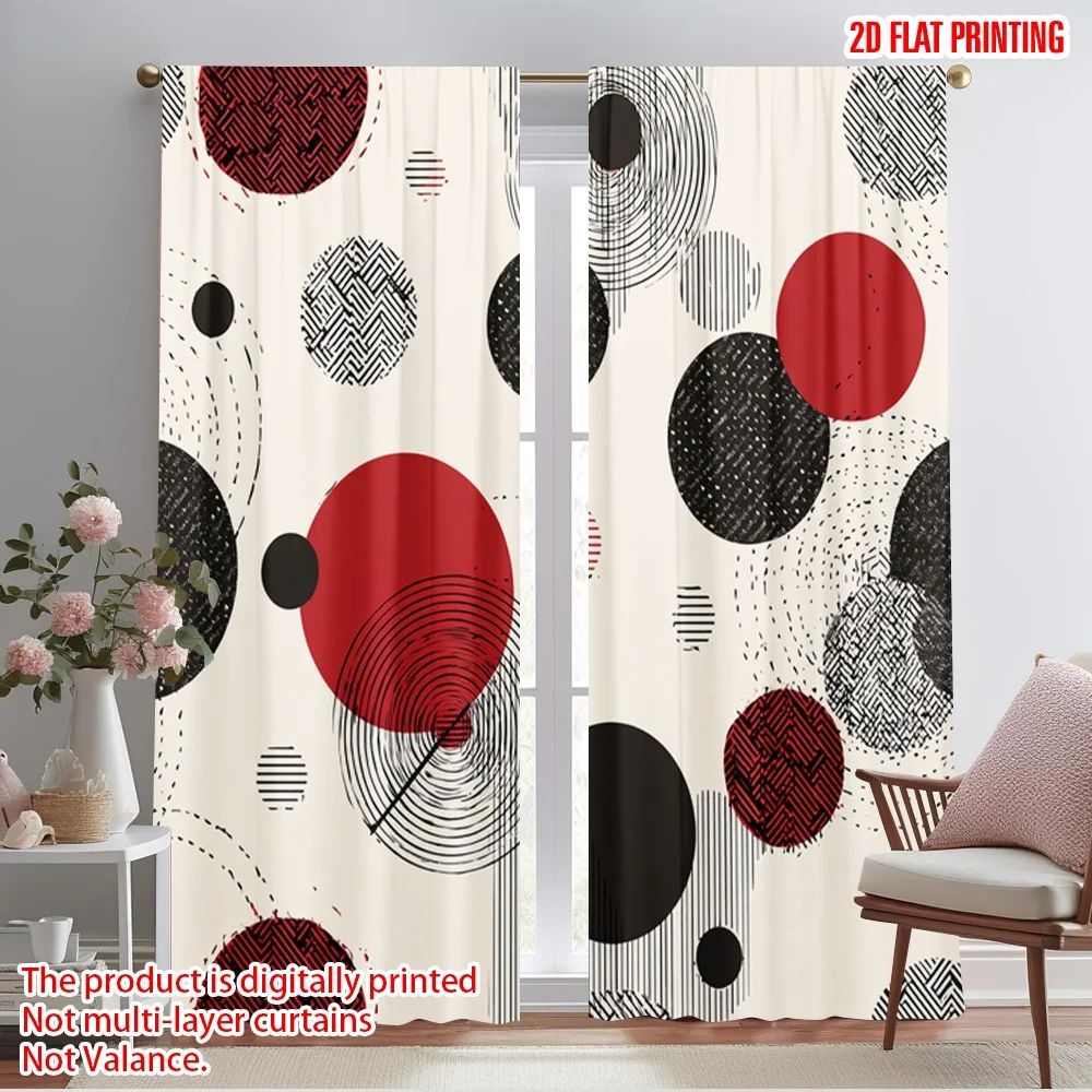 2pcs,2D plane printing Curtains&Window Treatment Geometric Circle Fusion Polyester Woven (without rod) Art Deco Festive for
